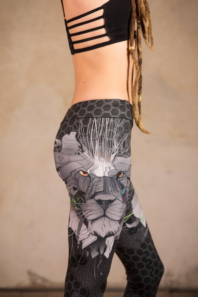 Cyberpunk Leggings | Leggings for Women | Futuristic Clothing | Yoga Leggings | Psy Leggings | Leggings Lion Color