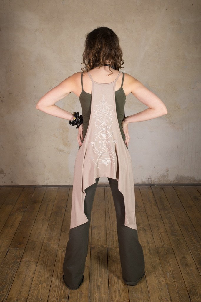 Goth Dress | Light summer dress with sacred geometry print | Apocalyptic Dress | Cyberpunk | Dress Nomad Sand