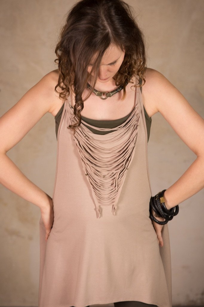 Goth Dress | Light summer dress with sacred geometry print | Apocalyptic Dress | Cyberpunk | Dress Nomad Sand