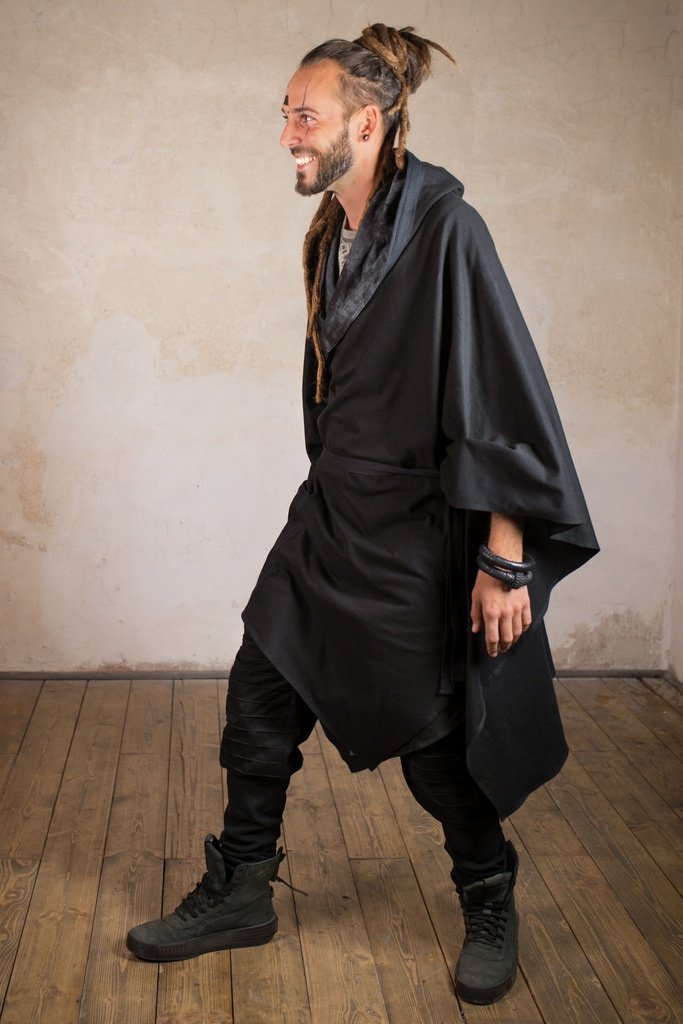 Kimono Robe | Star Wars Cosplay or Jedi Costume | Cyberpunk | Plus Size Kimono | Festival Kimono | Kimono Tron Black
