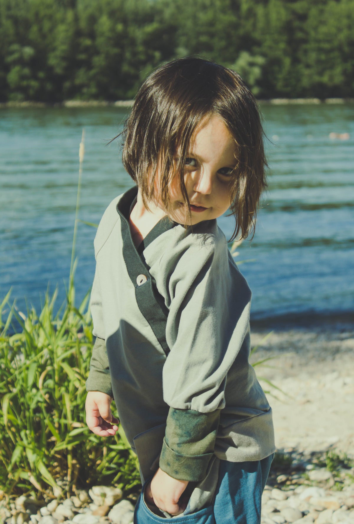 Kids Kimono Grey/Green