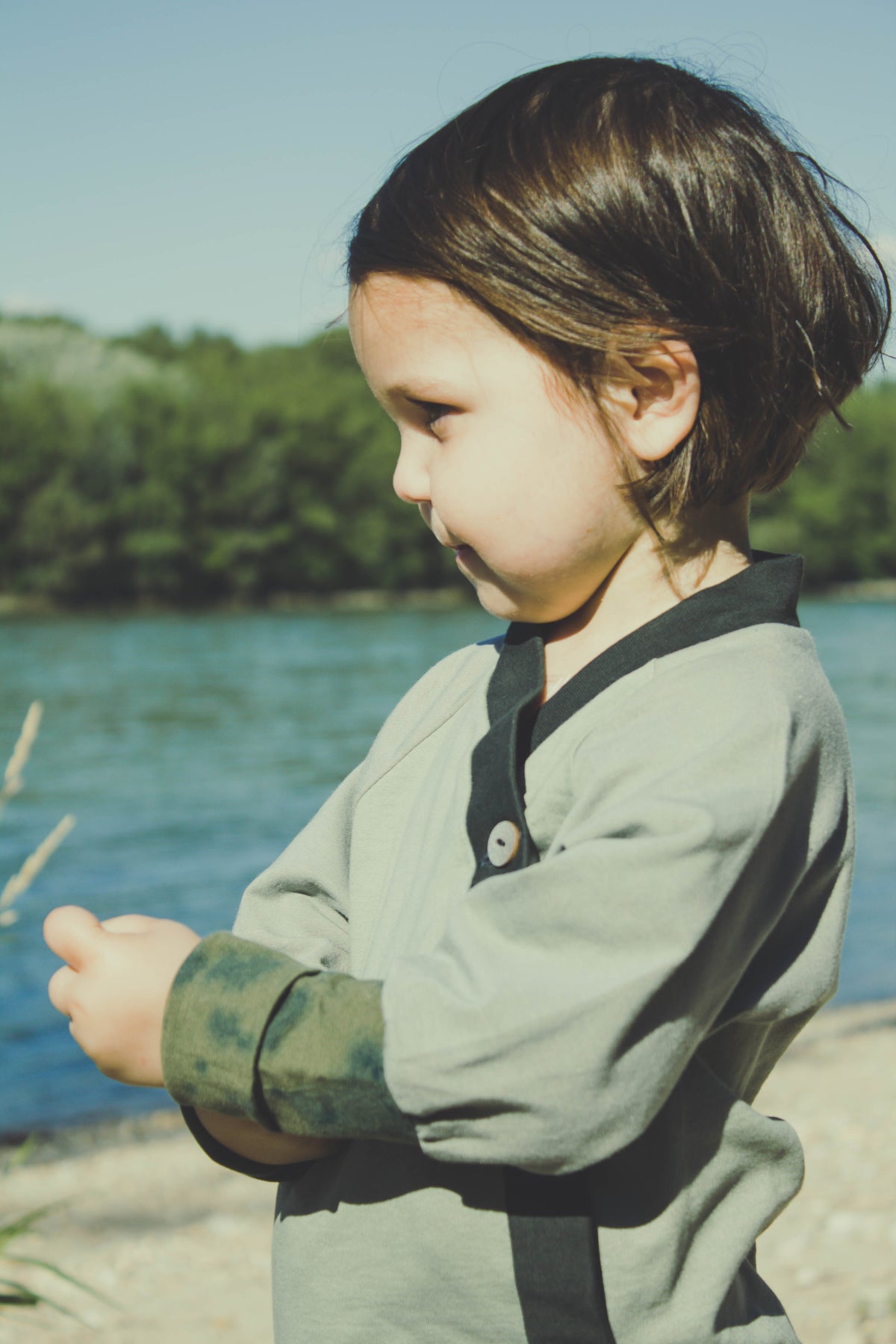 Kids Kimono Grey/Green