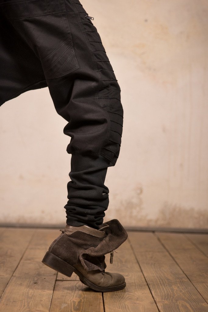 Rib Low Crouch Pant Black