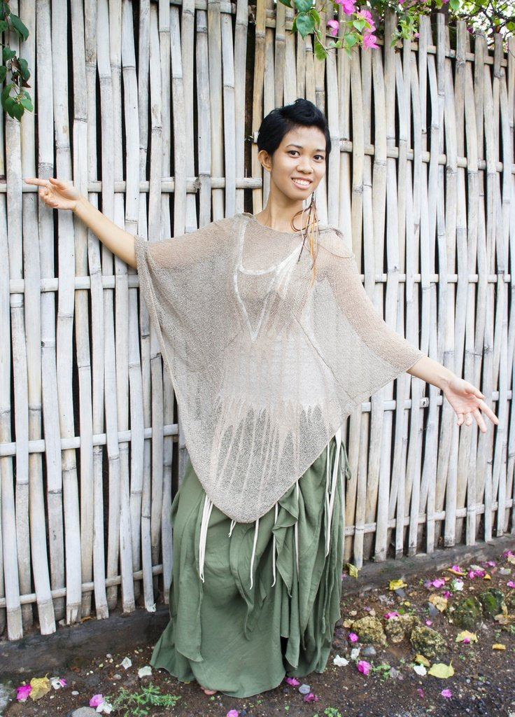 Elven Clothing | Poncho Woman | Mori Girl Clothing | Poncho Crochet | Wool Cloak | Elven Dress | Poncho Beige