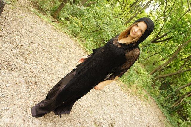 Elven Clothing | Poncho Woman | Mori Girl Clothing | Poncho Crochet | Wool Cloak | Elven Dress | Poncho Black