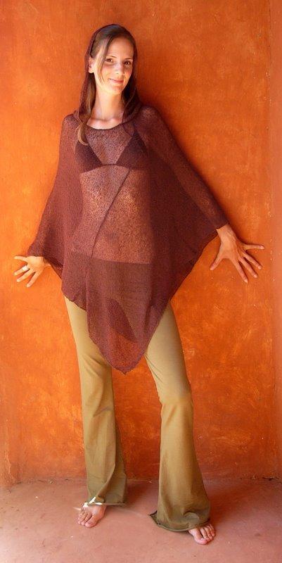 Elven Clothing | Poncho Woman | Mori Girl Clothing | Poncho Crochet | Wool Cloak | Elven Dress | Poncho Brown