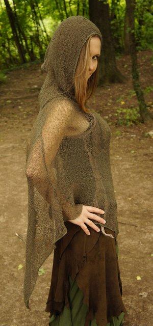 Elven Clothing | Poncho Woman | Mori Girl Clothing | Poncho Crochet | Wool Cloak | Elven Dress | Poncho Elven Green