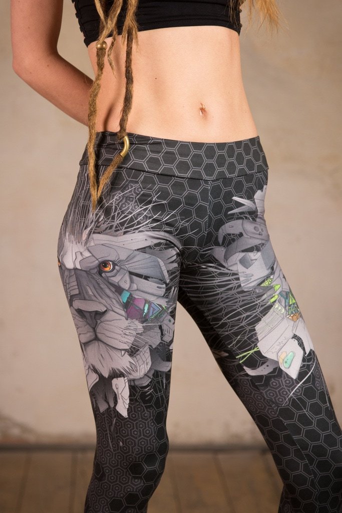 Cyberpunk Leggings | Leggings for Women  | Futuristic Clothing | Yoga Leggings | Psy Leggings | Leggings Lion Color