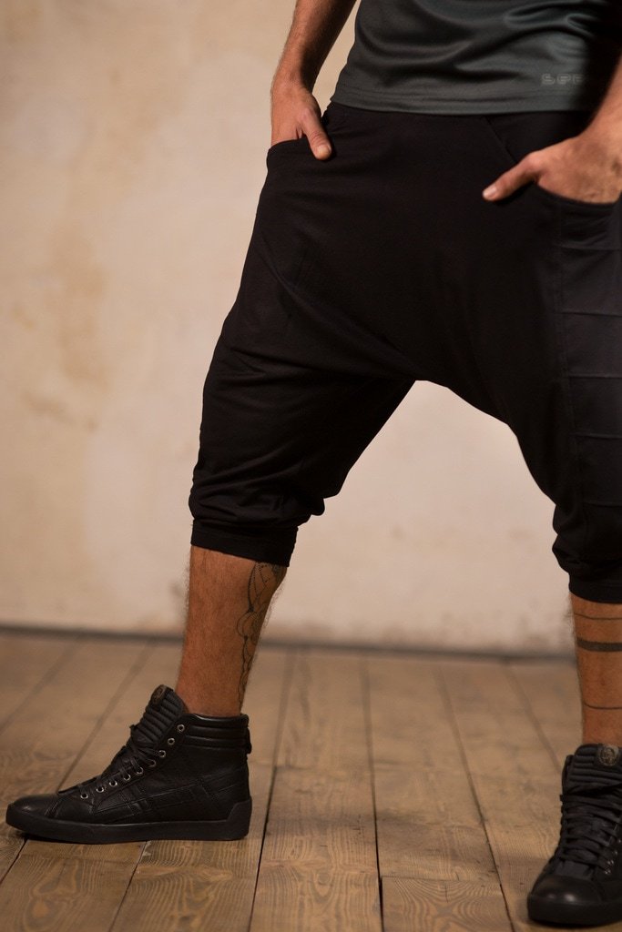 Harem Shorts | Ninja Pants | Rave Shorts | Samurai Pants | Cyberpunk | Pumphose | Drop Crotch Pants | Pant Cooltech Black