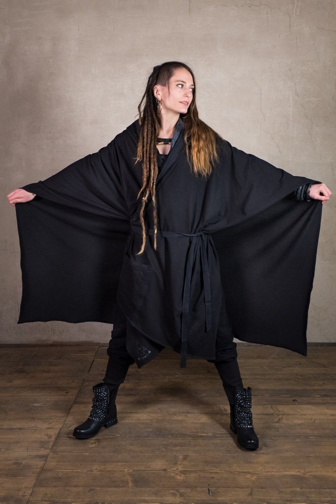 Kimono Robe | Star Wars Cosplay or Jedi Costume | Cyberpunk | Plus Size Kimono | Festival Kimono | Kimono Tron Black