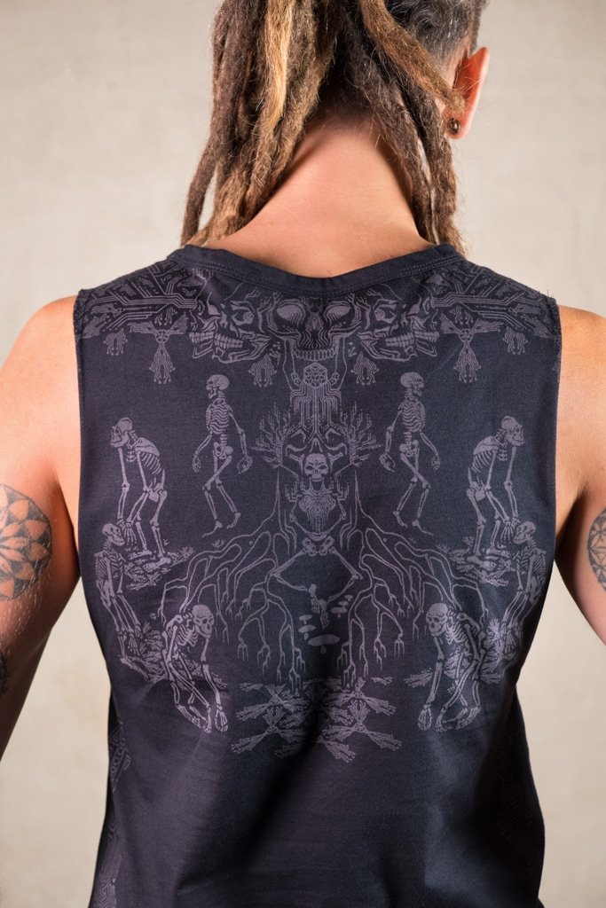 Skull Shirt | Festival Clothing | Skeleton Shirt | Men Shirt | Dystopian Clothing | Cyberpunk Clothing | Shirt Skeletor Black