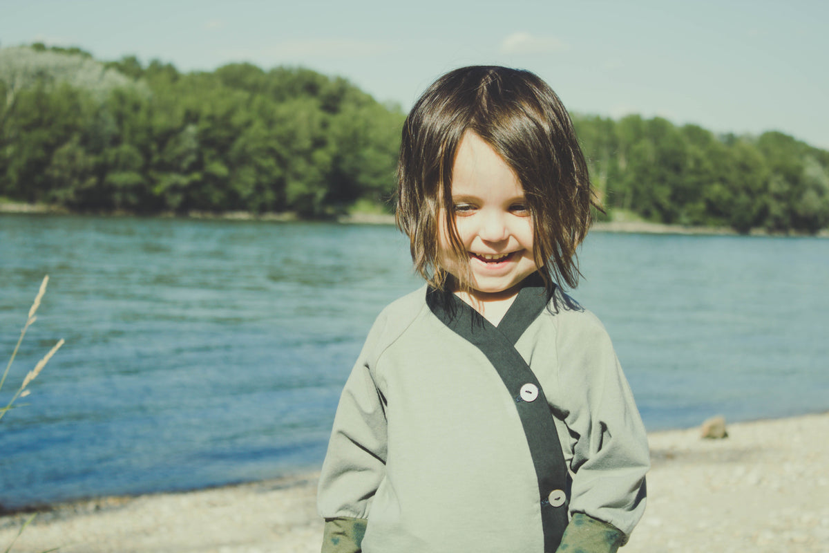 Kids Kimono Grey/Green