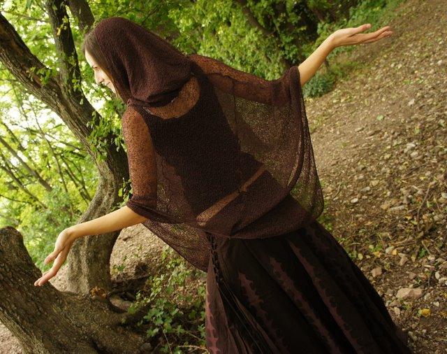 Elven Clothing | Poncho Woman | Mori Girl Clothing | Poncho Crochet | Wool Cloak | Elven Dress | Poncho Brown